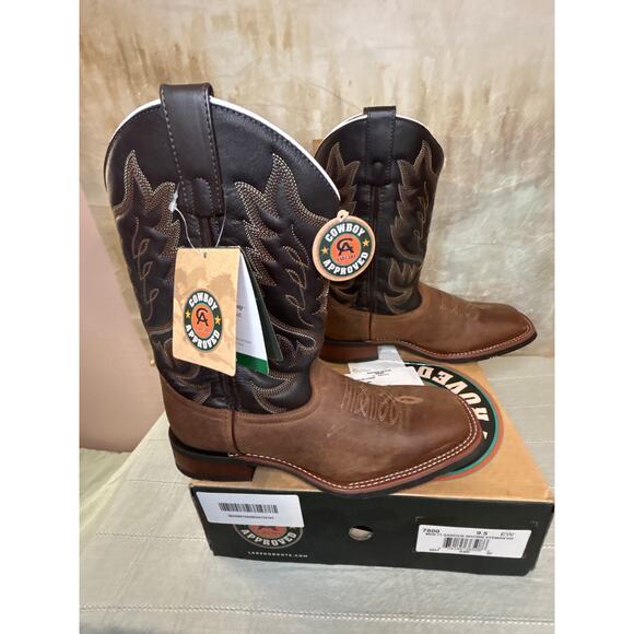 Laredo Montana 7800 Men\'s Western Cowboy Boot Sand Chocolate Leather 9.5 EW Wide main image 4
